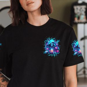 BUCKLE UP BUTTERCUP LADY SKULL ALL OVER PRINT T SHIRT 1