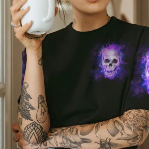 DONT TRY TO FIGURE ME OUT FIRE SKULL ALL OVER PRINT T SHIRT 1