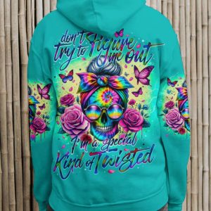 DONT TRY TO FIGURE ME OUT MESSY BUN ALL OVER PRINT HOODIE