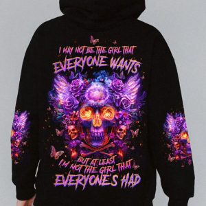 I MAY NOT BE THE GIRL EVERYONE WANTS SKULL WINGS ALL OVER PRINT HOODIE