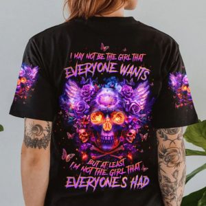 I MAY NOT BE THE GIRL EVERYONE WANTS SKULL WINGS ALL OVER PRINT T SHIRT