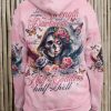 SHE WEARS STRENGTH AND DARKNESS SKULL ALL OVER PRINT HOODIE 1
