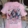 SHE WEARS STRENGTH AND DARKNESS SKULL ALL OVER PRINT T SHIRT