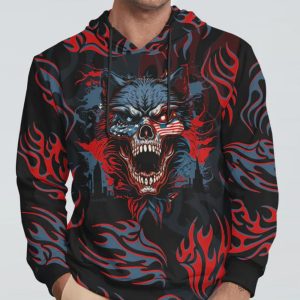   YOUR FIRST MISTAKE WOLF AMERICA FLAG ALL OVER PRINT HOODIE