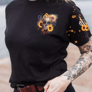ZERO F GIVEN SUGAR SKULL SUNFLOWER ALL OVER PRINT T SHIRT (1)