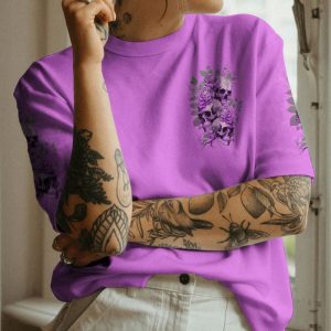 STUCK BETWEEN IDK IDC AND IDGAF SKULL PURPLE ALL OVER PRINT T SHIRT (1)