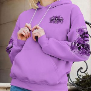 STUCK BETWEEN IDK IDC AND IDGAF SKULL ROSE PURPLE ALL OVER PRINT HOODIE