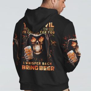 THE DEVIL WHISPERED TO ME BRING BEER SKULL ALL OVER PRINT HOODIE