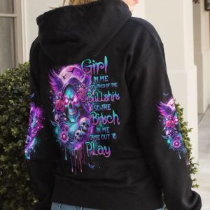 THE GOOD GIRL IN ME FIRE EYES REAPER ALL OVER PRINT HOODIE