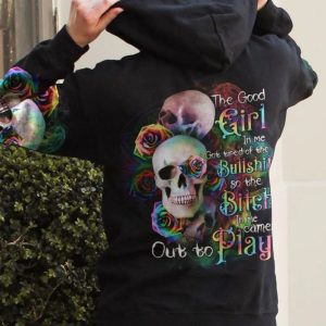 THE GOOD GIRL IN ME PINK ROSE SKULLS ALL OVER PRINT HOODIE