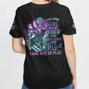 THE GOOD GIRL IN ME SKELETON ALL OVER PRINT T  SHIRT