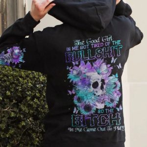 THE GOOD GIRL IN ME SKULL SUNFLOWER ALL OVER PRINT HOODIE (1)