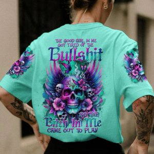 THE GOOD GIRL IN ME SKULL WINGS ALL OVER PRINT T SHIRT
