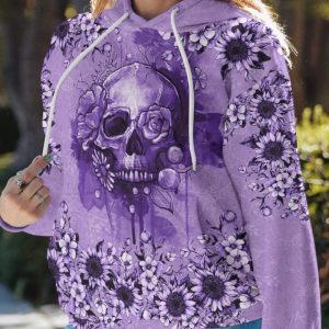 THE GOOD GIRL PURPLE SKULL ALL OVER PRINT HOODIE