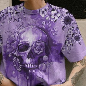 THE GOOD GIRL PURPLE SKULL ALL OVER PRINT T SHIRT (1)