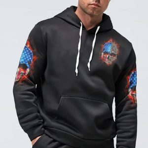 THIS IS AMERICA SKULL FIRE EYES ALL OVER PRINT HOODIE