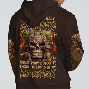 TREAD CAREFULLY MUTHAFUKA TIKI SKULL ALL OVER PRINT HOODIE (1)