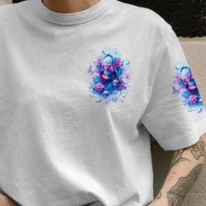 UNDERESTIMATE ME ROSE SKULL ALL OVER PRINT T SHIRT