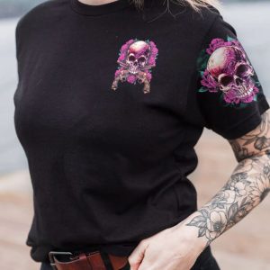 UNDERESTIMATE ME ROSE SKULL G ALL OVER PRINT T SHIRT