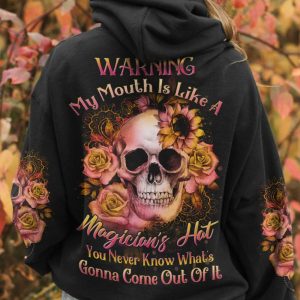 WARNING MY MOUTH FLOWER SKULL ALL OVER PRINT HOODIE (1)