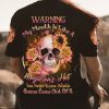 WARNING MY MOUTH FLOWER SKULL ALL OVER PRINT T SHIRT