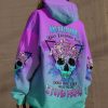 WARNING THIS TATTOOED GIRL FLORAL SKULL ALL OVER PRINT HOODIE