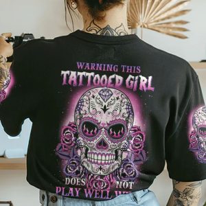 WARNING THIS TATTOOED GIRL SUGAR SKULL ALL OVER PRINT T SHIRT (3)