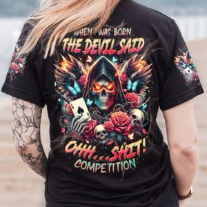 WHEN I WAS BORN SKULL REAPER ROSE ALL OVER PRINT T SHIRT