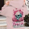 YES I'M A B BUT NOT YOURS FLORAL SKULL PINK ALL OVER PRINT HOODIE