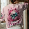 YES I'M A B BUT NOT YOURS FLORAL SKULL PINK ALL OVER PRINT T SHIRT (1)