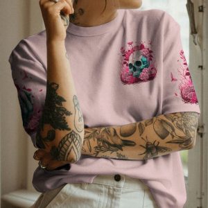 YES I'M A B BUT NOT YOURS FLORAL SKULL PINK ALL OVER PRINT T SHIRT