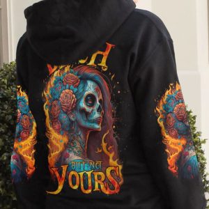 YES I'M A B BUT NOT YOURS SUGAR SKULL ALL OVER PRINT HOODIE (1)
