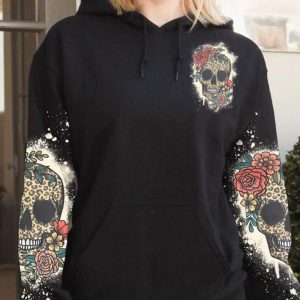 YES I'M A B LEOPARD SKULL ALL OVER PRINT HOODIE