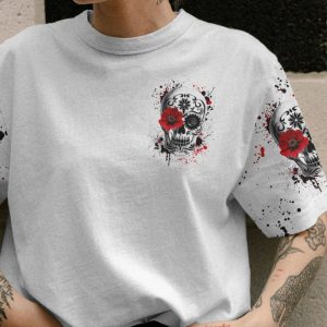 YES I'M A B SUGAR SKULL FLOWER ALL OVER PRINT T SHIRT