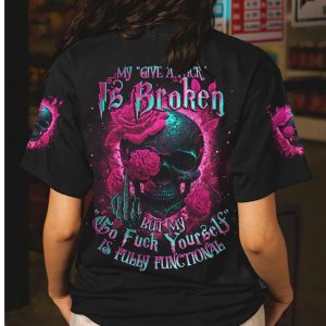   MY GIVE A F ROSE SKULL ALL OVER PRINT T SHIRT