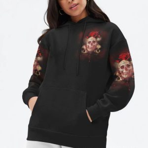 ONE DAY 3 SKULLS ROSE MELT ALL OVER PRINT HOODIE (1)
