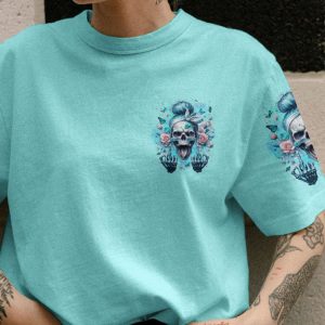 ONE DAY I'M GONNA JUST SAY MESSY BUN SKULL ALL OVER PRINT T SHIRT (1)