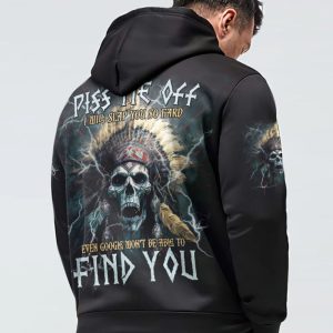 PISS ME OFF NATIVE SKULL ALL OVER PRINT HOODIE