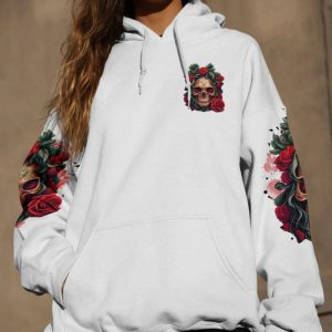 REAL GIRLS WEAR INK SKULL ROSE ALL OVER PRINT HOODIE (1)
