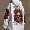REAL GIRLS WEAR INK SKULL ROSE ALL OVER PRINT HOODIE