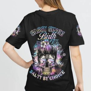 SASSY SINCE BIRTH MESSY BUN BEACH ALL OVER PRINT T SHIRT (1)