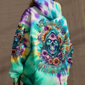 SHE IS SUNSHINE REAPER SUNFLOWER TIE DYE ALL OVER PRINT HOODIE (1)