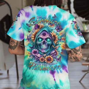 SHE IS SUNSHINE REAPER SUNFLOWER TIE DYE ALL OVER PRNT T SHIRT