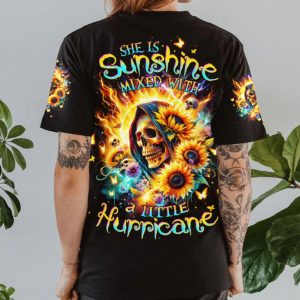 SHE IS SUNSHINE SUNFLOWER REAPER SKULL ALL OVER PRINT T SHIRT (2)