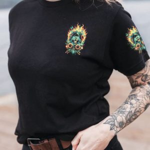 SHE IS SUNSHINE SUNFLOWER REAPER SKULL ALL OVER PRINT T SHIRT