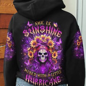 SHE IS SUNSHINE SUNFLOWER SKULL ALL OVER PRINT HOODIE