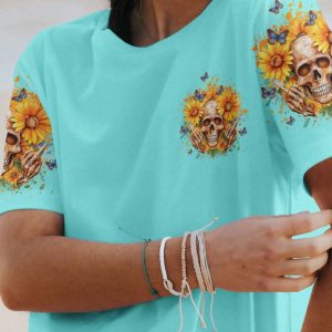 SHE IS SUNSHINE SUNFLOWER SKULL ALL OVER PRINT T SHIRT (2)
