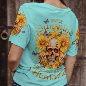 SHE IS SUNSHINE SUNFLOWER SKULL ALL OVER PRINT T SHIRT (3)