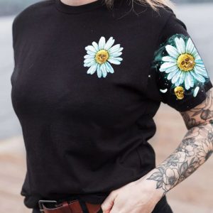 SKULL DAISY ALL OVER PRINT T SHIRT (1)