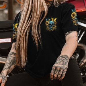 A LITTLE SUNSHINE A LITTLE SAVAGE SKULL SUNFLOWER ALL OVER PRINT 1